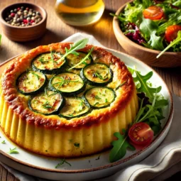 Délicieux flan de courgette, aromatisé au citron et romarin, cuit au Airfryer pour une touche fraîche et rapide.