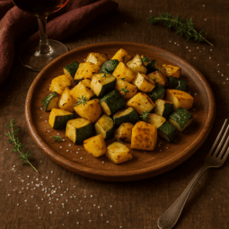 Recette de courgettes au Airfryer : cubes tendres et dorés, faciles à préparer. Accompagnement savoureux et léger.